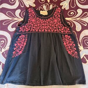 Siren Navy and Pink Embroidered Top
